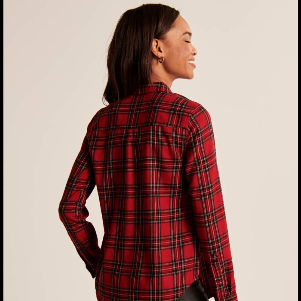 NWOT Red plaid flannel Abercrombie and Fitch a&f - Picture 6 of 8
